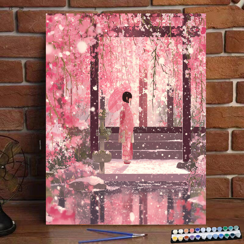 Japanese Lifestyle Movie - Painting by Numbers Japanese-style cherry blossom