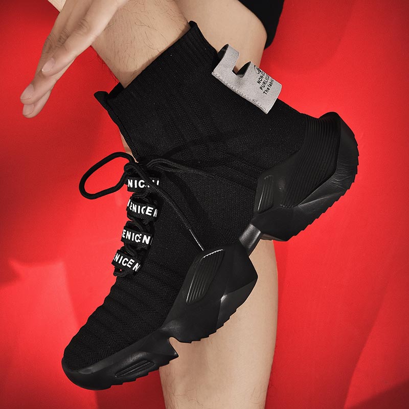 Japanese Elderly Lifestyle - Plus Size Hightop High-soled Men Sport