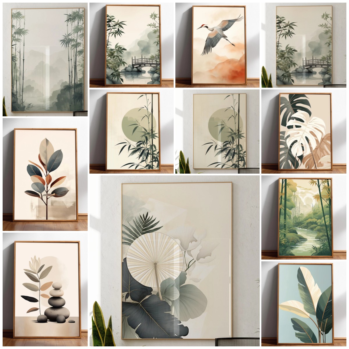 Japandi Wall Art Minimal Botan - Japanese Minimalist Lifestyle ulasan dan harga