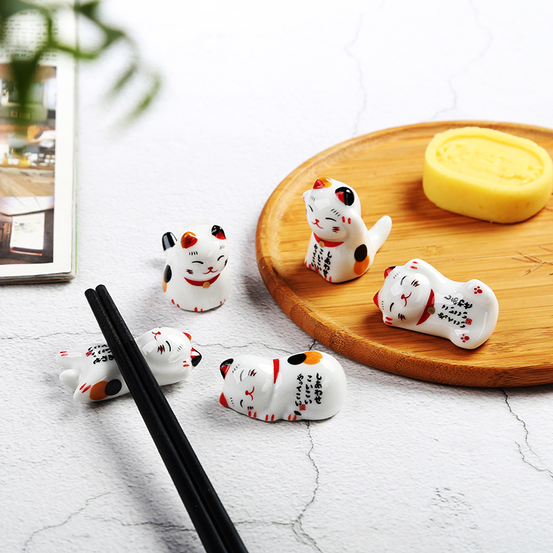 1Pcs Cute Cat Ceramic Chopstic - Chopstick Rest Ceramic ulasan dan harga
