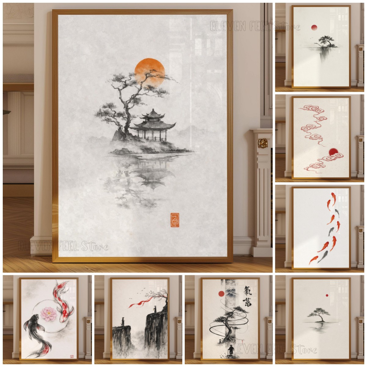 Japanese Ink Tree Poster Wabi  - Japanese Minimalist Lifestyle ulasan dan harga