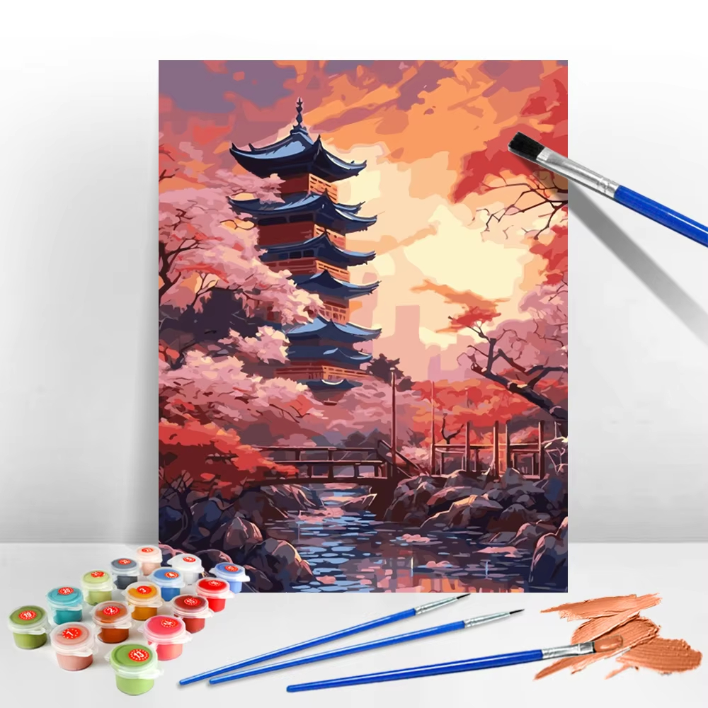 Handpainted Oil Painting Templ - Japanese Lifestyle Movie ulasan dan harga