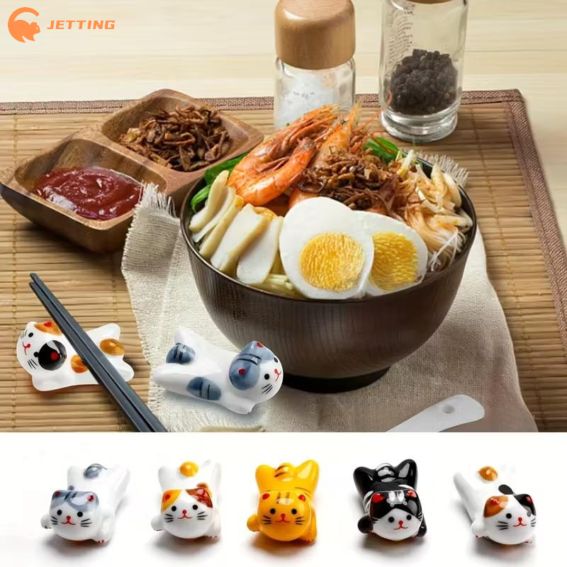 (New) 5Pcs Lucky Cat Ceramic C - Chopstick Rest Ceramic ulasan dan harga