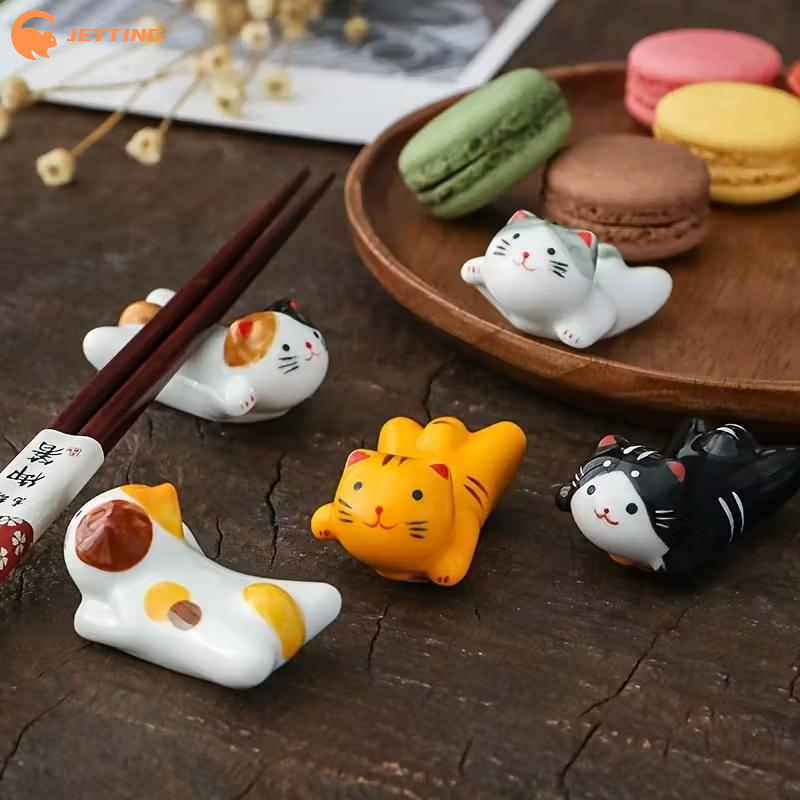 (New) 5Pcs Lucky Cat Ceramic C - Chopstick Rest Ceramic ulasan dan harga