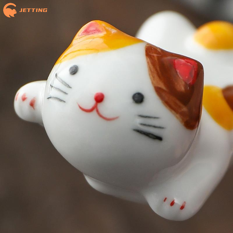 (New) 5Pcs Lucky Cat Ceramic C - Chopstick Rest Ceramic ulasan dan harga