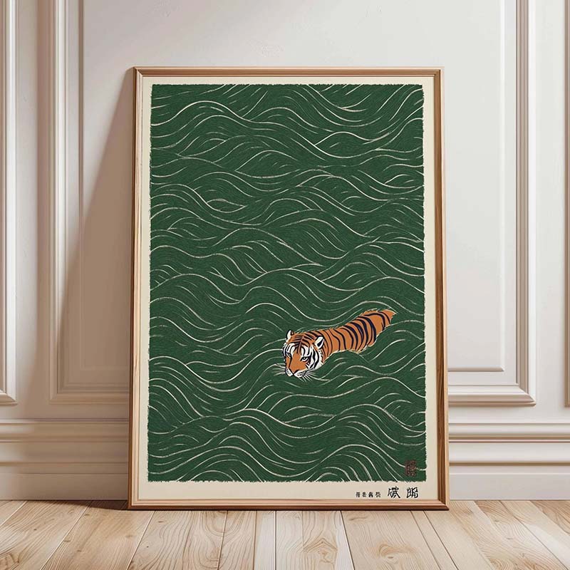 Japanese Tiger Swimming Poster - Japanese Minimalist Lifestyle ulasan dan harga