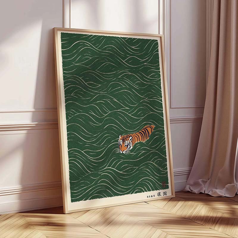 Japanese Tiger Swimming Poster - Japanese Minimalist Lifestyle ulasan dan harga