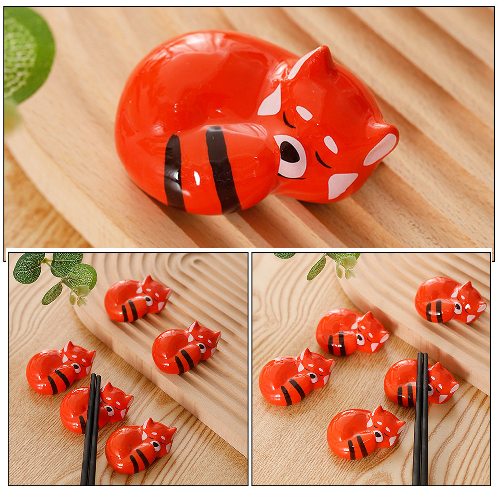 4Pcs Fox Shape Ceramic Chopsti - Chopstick Rest Ceramic ulasan dan harga